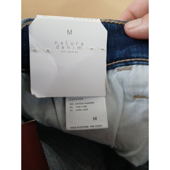 NWT Nature Denim Shorts High Rise Size M Medium Wash Distressed Cutoff - Picture 4 of 6